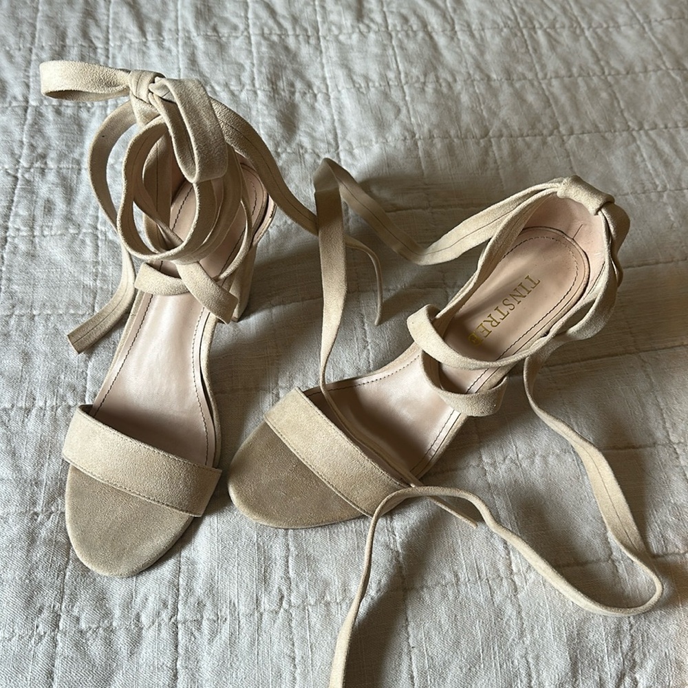 Suede nude color heels